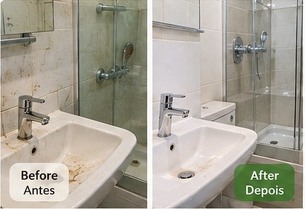 Illustrative bathroom cleaning comparison