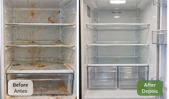 Illustrative fridge cleaning comparison