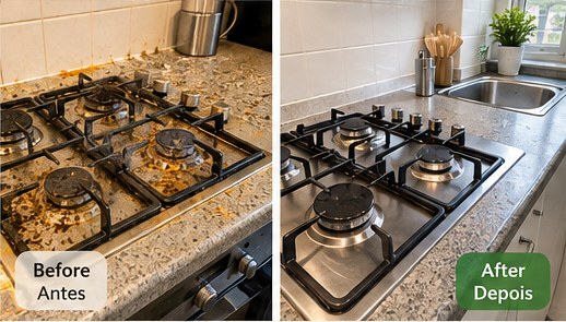 Illustrative kitchen cleaning comparison