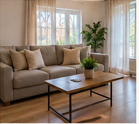 Illustrative tidy living room